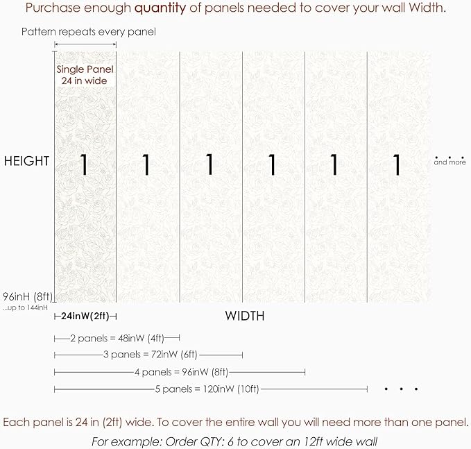 Boho Roses Wallpaper | Removable Self Adhesive Minimalistic Wallpaper | Floral Peel and Stick Wallpaper (1 roll 24" W x 132" H)