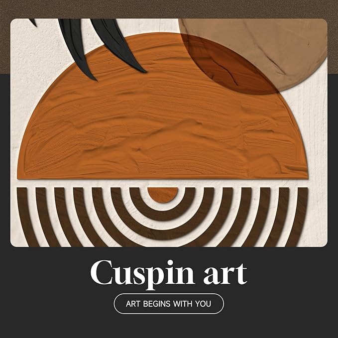 Large Boho Framed Wall Art for Living Room, Set of 3 Piece Neutral and Orange Canvas Paintings Artwork for Walls, Bohemian Wall Hanging Art Prints Picture for Office Wall Decor Big Size Total 30x60 In