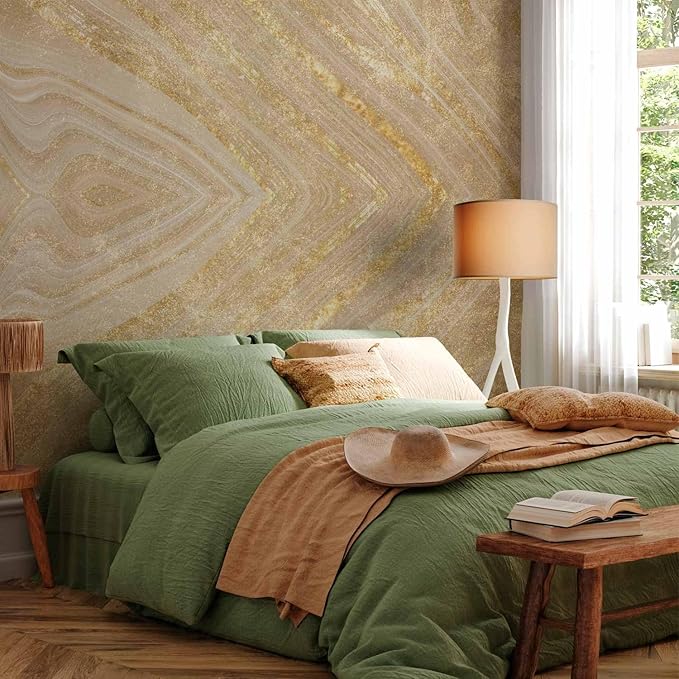 artgeist Wall Mural Abstract 98x69 in - XXL Non-Woven Wallpaper Fleece Wall Decor Photo Print Picture Image Design Home Marble Abstract 3D Effect Beige a-A-10029-a-a