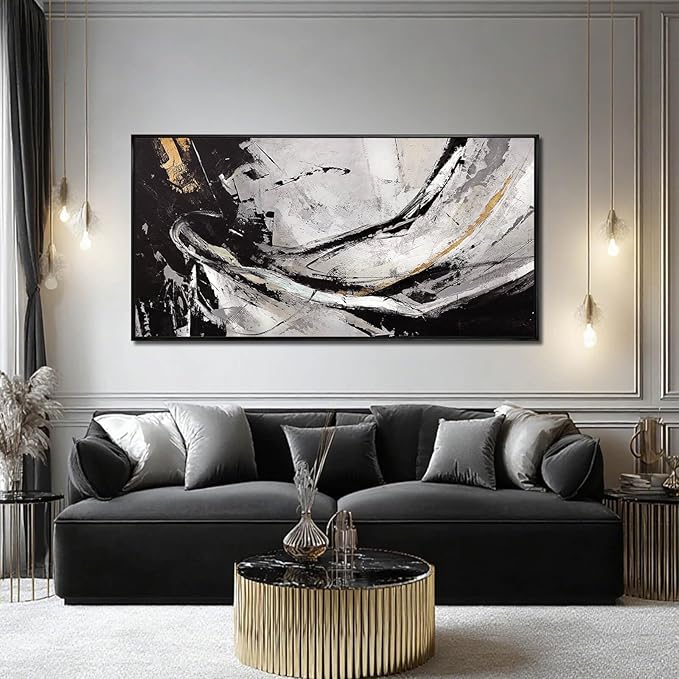 Abstract Framed Wall Decor Vintage Wall Art Neutral Canvas Poster 24"x48" Large Pictures for Living Room Office Decorations
