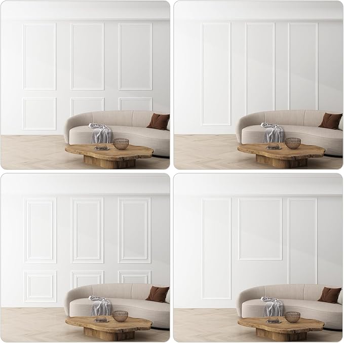 OUZUGIE Peel and Stick Wall Molding Kit Pre-Cut Wainscoting Panels for Easy DIY Interior Wall Decor & Accent Walls