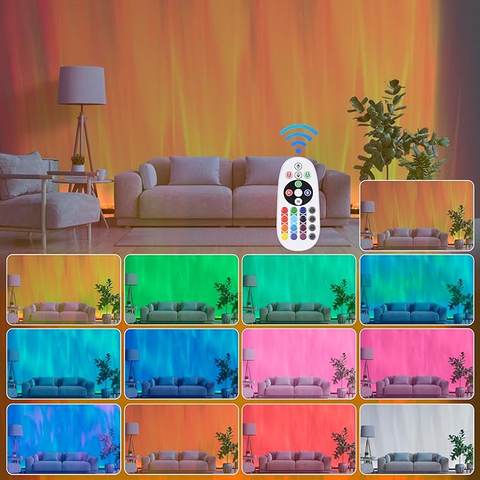 12W RGBW LED Dynamic Wave Wall Light - Flowing Water & Aurora Visual Effects, Color Changing Wall Washer Lamp with Remote,Ideal for Living Room, Bedroom and Home Bar Decor,10.63inch