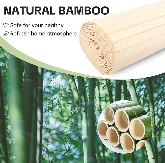 Bamboo Wall Panels for Interior Wall Decor（48"H x 96"L）Natural Wainscoting Panels Wall Paneling for Living Room Decor, Tiki Bar,Kitchen,Ceiling Tiles, Pole Wrap Wood Roll,Wall Decor for Bedroom