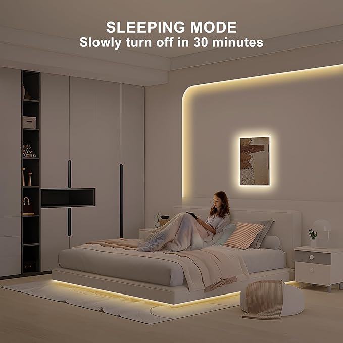 32.8ft Tunable White COB Led Strip Light with RF Remote, CRI93+ Dimmable CCT 2700K-6500K COB Led Tape Lights, Adhesive High Density Led Light Strip for Bedroom, Kitchen, Cabinet