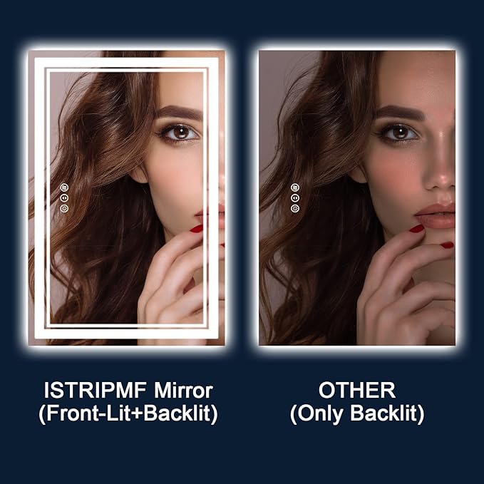 60x30 Inch LED Bathroom Mirror with Lights, Backlit and Front Lighted Bathroom Mirrors for Wall, Anti-Fog Dimmable Memory Shatterproof LED Vanity Mirror for Bathroom