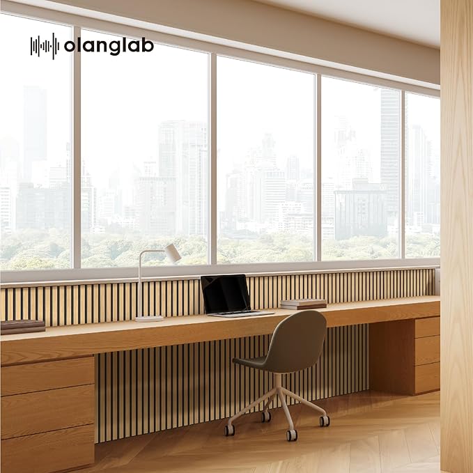 Olanglab Wood Veneer Acoustic Wall Panels 6 Pack, 23.6"×47.2" Sound Absorbing Wall Panels for Interior Wall Decor, Warm Oak