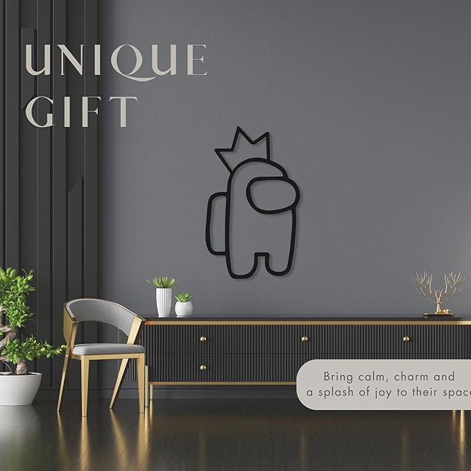 Wita Home Among Us Crowned LED Metal Wall Art, Neon Style Light Sculpture for Kids Room or Gaming Setup, Colorful Backlit Decor for Bedroom, Playroom, or Game Room (20x12 inches)