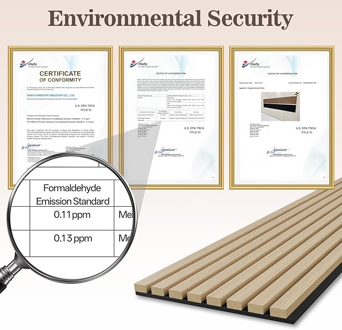 4 Pack Wood Panels for Wall, 94.4" x 12.6" Acoustic Wood Slat Wall Panel for Interior Decor & Noise Reduction, Soundproof Panel, Sound Absorbing 3D Textured Panels - Oak