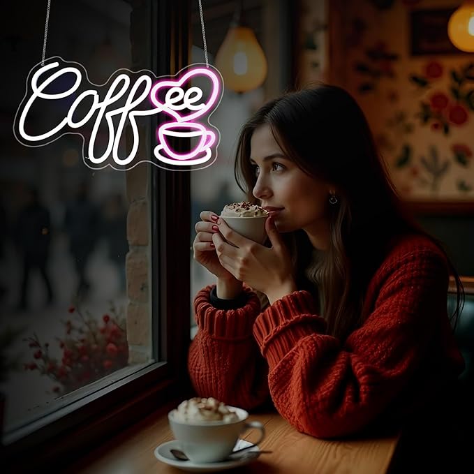 Coffee Neon Sign, Neon Signs for Wall Decor Neon LED Signs Room Neon Light Up Signs Home Decor for Business Cafe Restaurant Club Party Bar Shop USB Operated