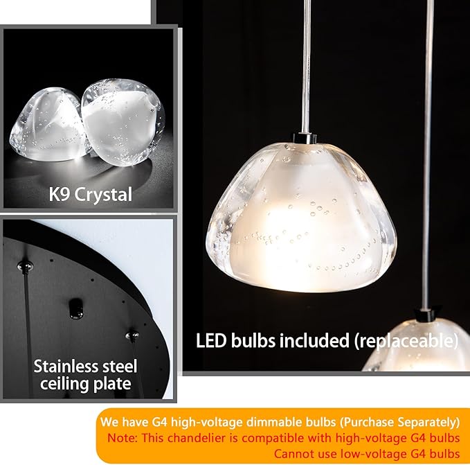 197'' Long Large Crystal Chandeliers 25-Lights LED Chandeliers for High Ceiling Handing Light Fixture for Entrance Hallway Foyer Staircase