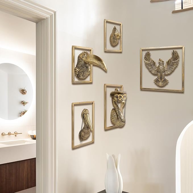 Bird Wall Art Decoration Sculpture(Eagle,Gift Metal Frame)- Exquisite Wall Hanging Sculptures for Living Room, Bedroom, Office - Handmade Home Art Decor & Unique Housewarming Gift