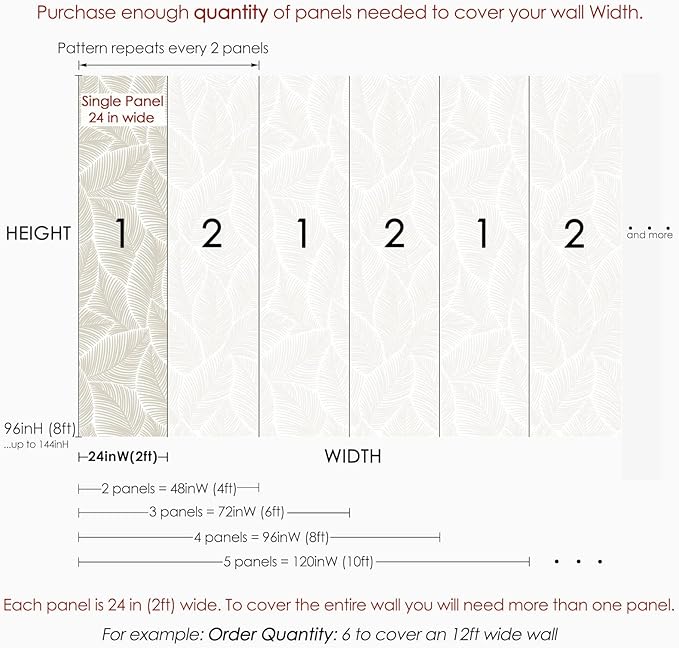 Minimalistic Leaves Wallpaper | Removable Self Adhesive Floral Wallpaper | Scandinavian Peel and Stick Wallpaper (Sample 12" W x 8" H)