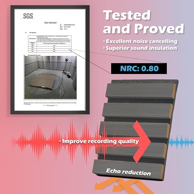 Art3d 2-Pack 48" x 24" Acoustic Wood Panels for Wall, Soundproof Wood Slat Panel for Wall and Ceiling, 3D Fluted Sound Absorbing Paneling for Interior Wall Decor, Living Room, Bedroom - Smoky Oak