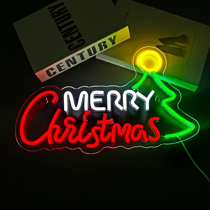 Merry Christmas Neon Sign for Wall Decor Led Neon Lights Christmas Light Up Signs for Birthday Party Club Gift