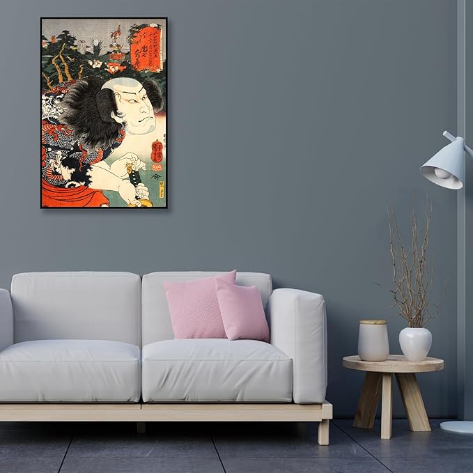 OKRA Utagawa Kuniyoshi Canvas Wall Art Kabuki Actor Nakamura Poses Poster Japanese Ukiyo-E Woodcut Art Animal Nature Landscape Poster Japanese Classic Wall Decor Unframed 16×24in/40×60cm