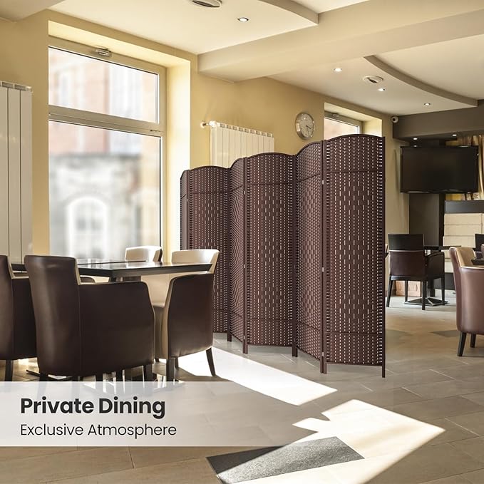 6 Panel Room Divider,6Ft Folding Privacy Screen,Tall - Extra Wide Foldable Panel Partition Wall Divider with Diamond Double-Weaved Hand-Woven Design Room Screen Divider