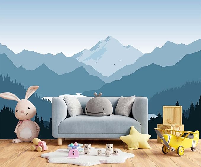 Modern Mountain Wallpaper Natural Landscape Woodland Lake Wall Mural for Bedroom Living Room (Not Self-Adhesive)