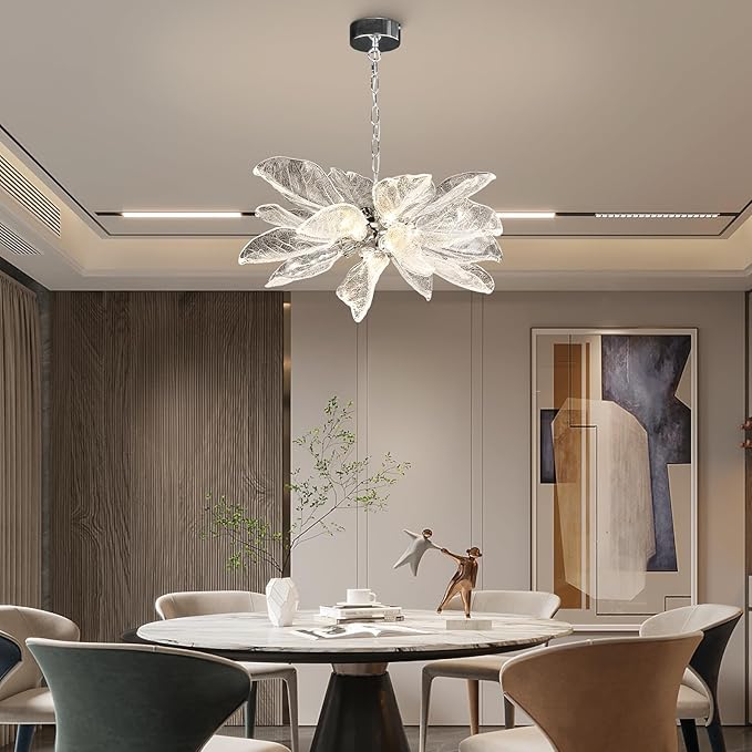 Modern Chandeliers for Dining Room - D31.5'' Leaf Chandelier Light Fixture, Over Table, For Living Room, Bedroom, Foyer
