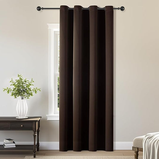 ChrisDowa Grommet Blackout Curtains for Bedroom - Thermal Insulated Room Darkening Curtains for Living Room (1 Panel Set, Brown,52W x 72L)