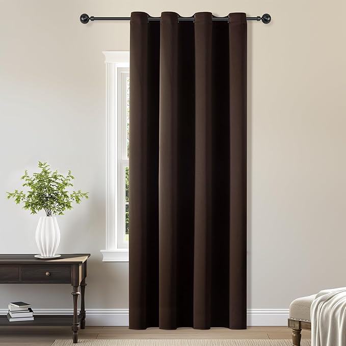 ChrisDowa Blackout Curtains 120 Inches Long for Living Room, Grommet Thermal Insulated Room Darkening Curtains for Bedroom (1 Panel Set, Brown, 52W x 120L)