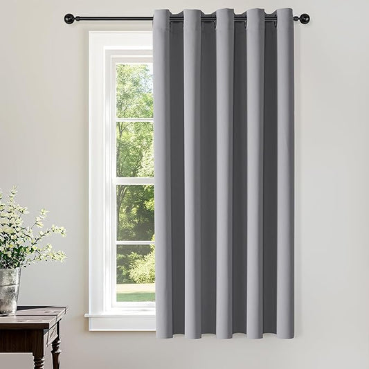 ChrisDowa Blackout Curtains 70 inches Wide for Bedroom - Extra Wide Grommet Thermal Insulated Room Darkening Curtains for Living Room (1 Panel, Light Grey, 70 x 63 Inch)