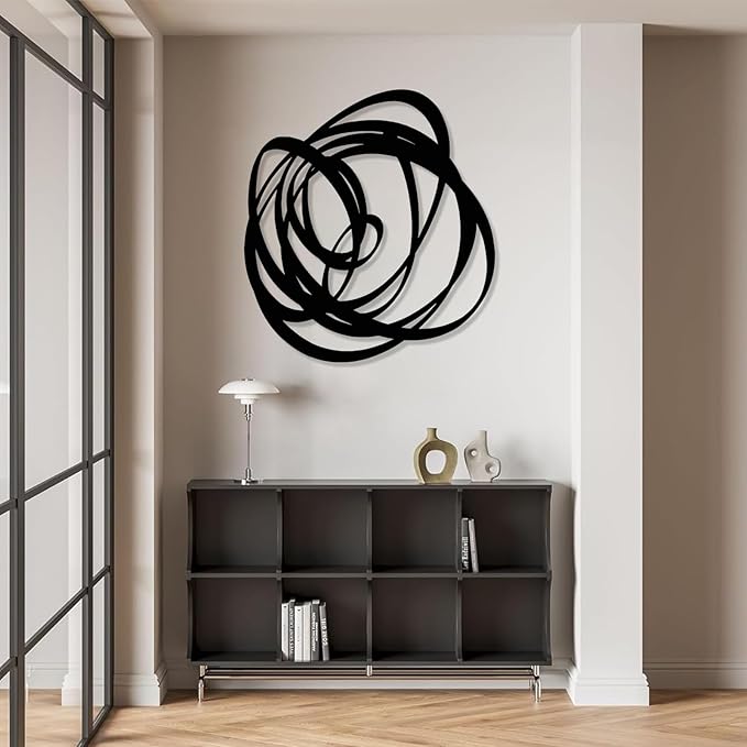 Kewhush Abstract Metal Wall Art, Modern Abstract Decor, Unique Metal Decor, Contemporary Wall Art for Living Room (White, 19"x17" | 47x43.5 cm)