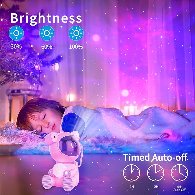 Astronaut Galaxy Projector, Star Projector with Timer and Remote, Night Light with Moon Lamp, LED Nebula Lamp for Kids Adults, Room Decor Gift (Pink)
