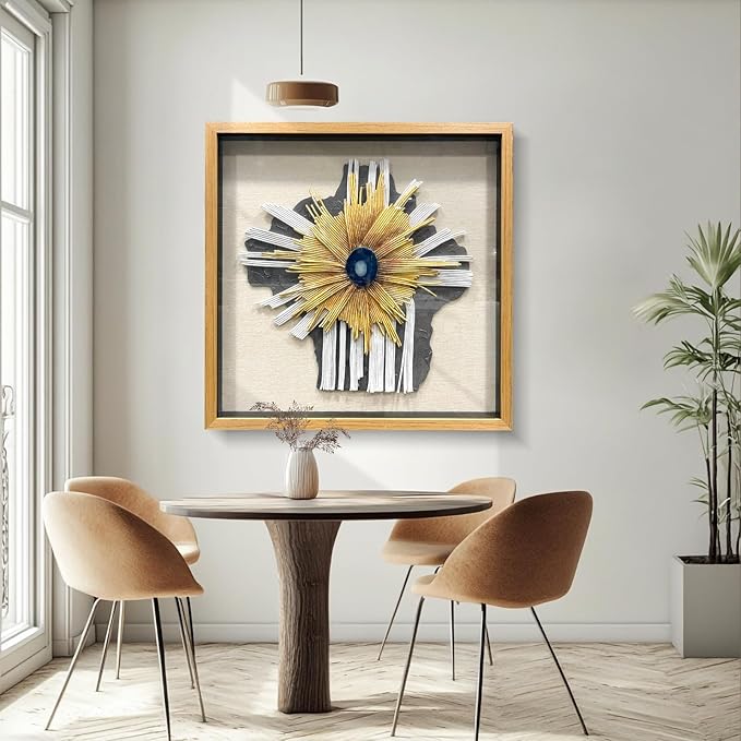 LIUZEYUE - Handmade paper art, artificial gemstone piece 3D mural living room modern wall decoration 31.5"x31.5"