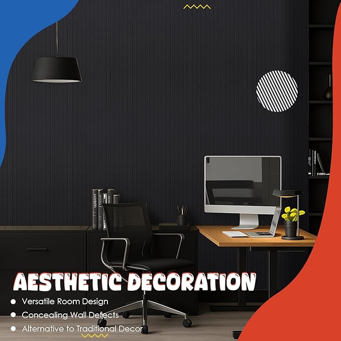 10 Pack Large Acoustic Panels,47.2" X 23.6" Acoustical Wall Panel,Self-Adhesive Sound Proof Panel for Office, Decorative Soundproof Wall Panels for Home Studio (Black)