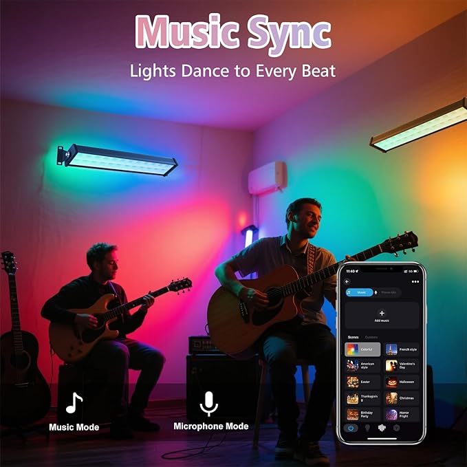 T-SUN 60W RGBCW LED Wall Washer Lights, Dimmable Waterproof Music Sync Light Bars with APP & Remote Control, Outdoor Wall Lamps for Party, Stage & House Decoration(2 Pack)