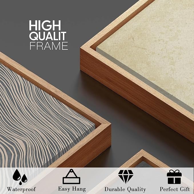 Anyzal Neutral Tree Ring Wall Art Modern Wood Stump Wall Decor 24x36 Inch Set of 3 for Living Room Bedroom Dining Room