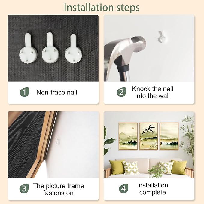 CHDITB Zen Landscape Framed Canvas Wall Art Set, Green Ink Wash Wall Decor, Mountain Lake Bamboo Art Spiritual Wall Painting, Vintage Ink Wash Art Prints for Living Room, Bedroom, Office-16 x24 x3