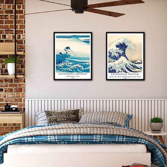 Berkin Arts Wall Art Unframed Prints Giclee Art Paper Set of 4, 8x10 inch Japanese Ukiyo-e Artwork, Home Decoration The Great Wave off Kanagawa Mount Fuji Nature Landscape Katsushika Hokusai Painting