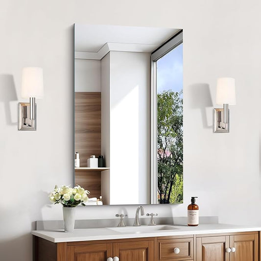 KOCUUY Frameless Mirror, 24"x40" Bathroom Mirror for Over Sink, Large Rectangle Mirror for Wall, Upgraded Shatterproof, Unframed Vanity Mirror for Bathroom, Bedroom, Living Room, Entryway