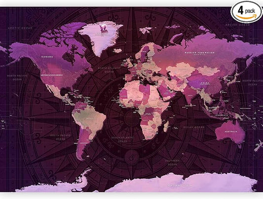 artgeist Premium Wall Mural World Map 79x55 in - XXL Non-Woven Wallpaper Fleece Wall Decor Photo Print Picture Image Design Home Map of The World k-A-0273-a-a