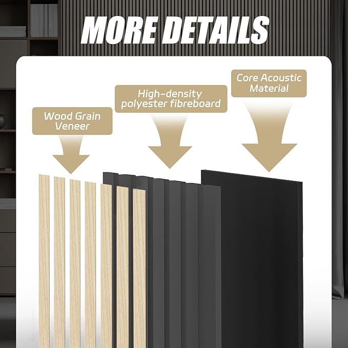 4 Pack 94.5" × 11" Wood Panels for Wall, Acoustic Soundproof Wall Slat Panels, 3D Wall Panels for Home Office Decoration,Natural Oak