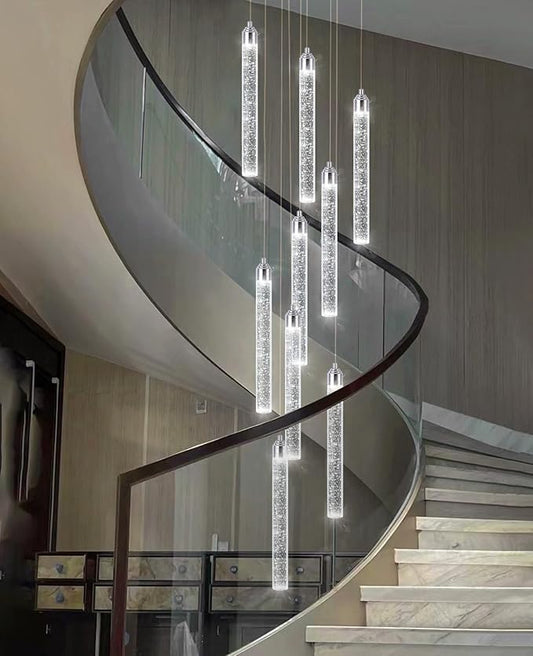 12-Lights Chandelier LED Dimmable Chandeliers for Entryway Flush Mount Ceiling Pendant Light Fixture Crystal Chandeliers for Living Room Chrome Finished Lighting Modern High Ceiling Chandelier