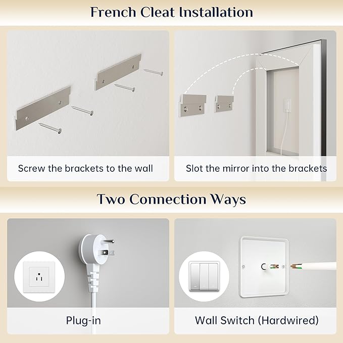 Keonjinn 20 x 28 Inch Black LED Mirror with Frontlit & Backlit, Small Lighted Bathroom Mirror, Safe Tempered Glass, UL Listed Power Driver, Framed Beveled Edge, 3 Color Lights, Anti-Fog, Dimmable