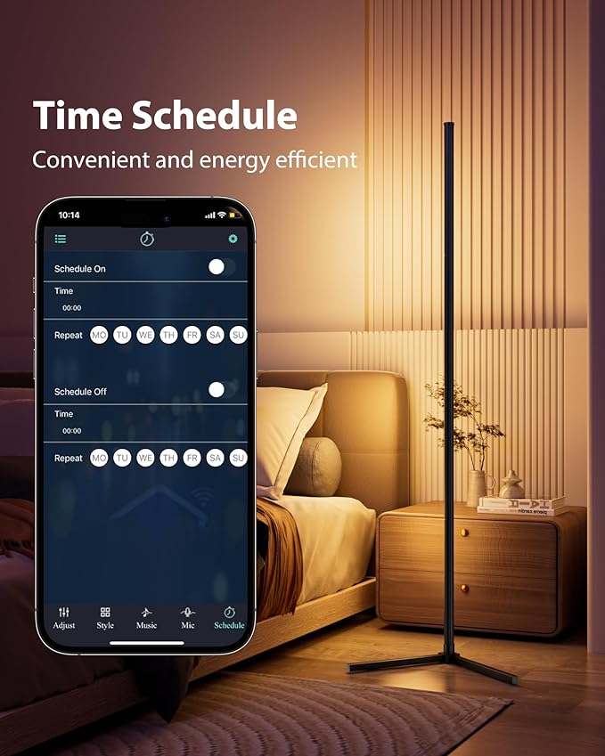 2PCS Corner Floor Lamp, 65" Smart RGB Color Changing LED Floor Lamp with APP and Remote Control, Modern Mood Lighting Corner Lamp with Music Sync, DIY Mode & Timing for Living Room Gaming Room