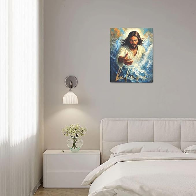 Christ Jesus Wall Art Christian Canvas Wall Decor Religious Bible Pictures Christ Paintings Prints Artwork Framed Divine Mercy Decorations For Church Prayer Room Bathroom Bedroom Living Room Gifts 16" x 20"