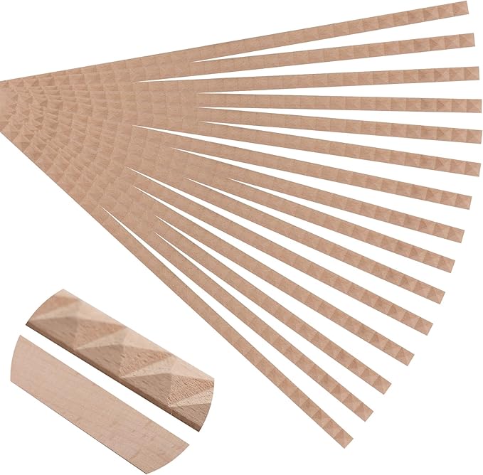 15-Pack 15.75" Unfinished Wood Pyramid Trim - Easy to Paint, Cute Decorative Molding DIY Craft for Furniture Frame, Mirror Edge, Wall, Door, Closet, Dresser, Shelf