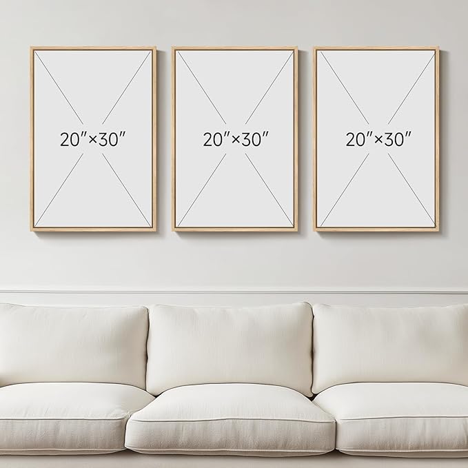 Large Framed Neutral Abstract Wall Art Set of 3, Modern Black and White Beige Canvas Prints Paintings Artwork for Walls, Minimalist Pictures for Living Room, Bedroom, Dining Room Wall Decor 20x30 In