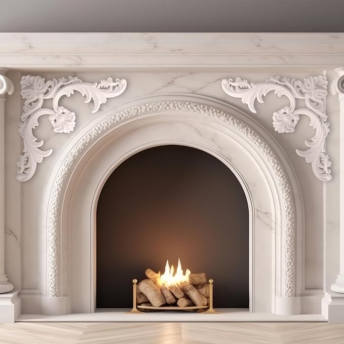 4 Pcs Ceiling Molding Kit Corners Murals Trim French Style Accent Wall Decor for Interior Medallion Ceiling with Flowers Pattern Decorative Panels for Wall (13.4 x 13.4 in,Classic)