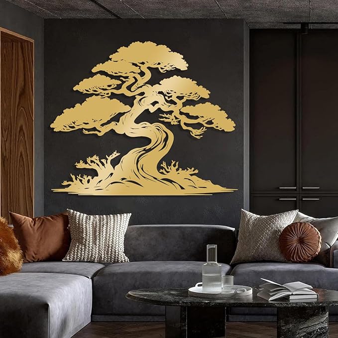 LARNT Tree of Life Metal Wall Art, Tree of Life Decor, Metal Branch Art for Wall, Nature Hanging, Farmhouse Sign, Living Room Wall Decor (Black 2, 30L x 25W)