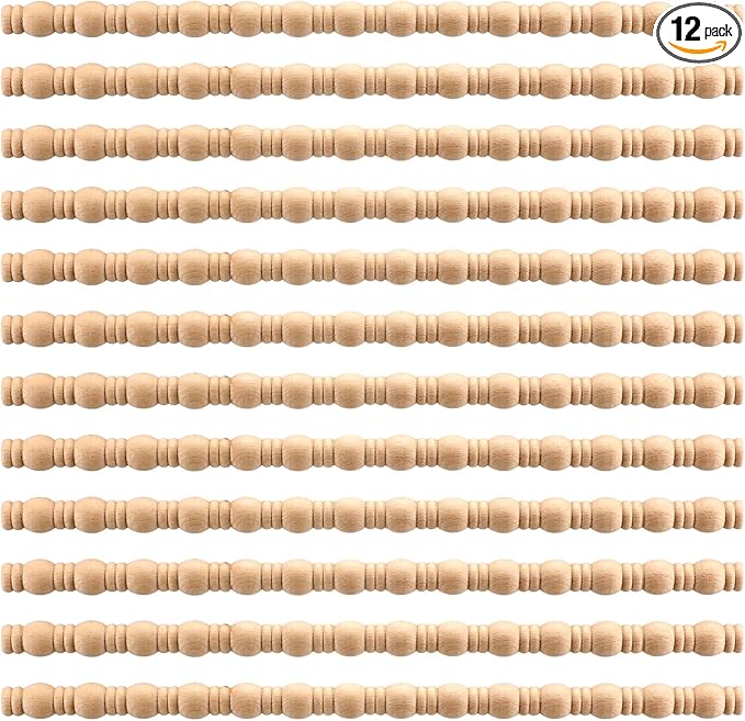 Nuanchu 12 Pcs Unfinished 3D Decorative Wood Trim Molding 15.75 Inch Decorative Wood Molding Cute DIY Trim for Home Wall Cabinet Shelf Window Door (Gourd Line,20mm)