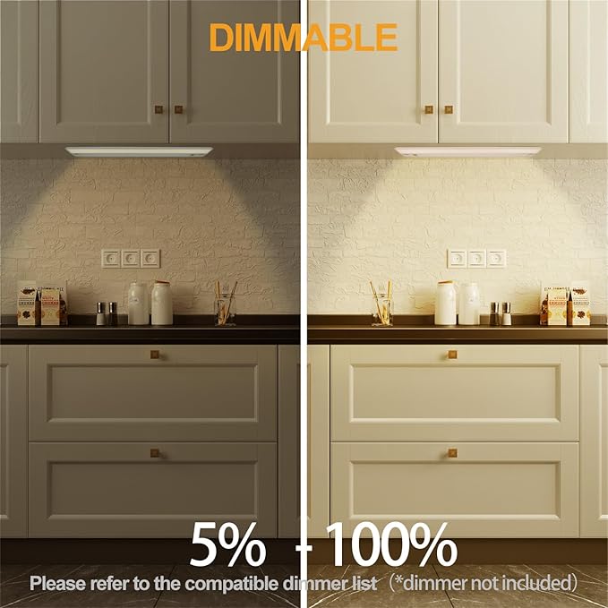 Ansen 2Packs of Under Cabinet Lighting Hardwired, 48in 26W 1720LM Dimmable Led Light for Kitchen/Closet, CRI 92+, R9 90+, 3 Color Temperature, 3000K/4000K/5000K(Warm White, Cool White, Daylight)