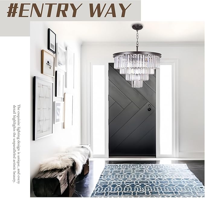 9 Lights Crystal Modern Contemporary Chandeliers Pendant Ceiling Light 4-Tier Chandelier Lighting for Dining Room Living Room Bedroom Girls Room Dia 23.6"