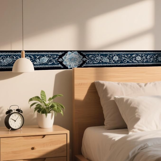 Nuxovilar Wallpaper Border Peel and Stick, Lace Floral Design Self-Adhesive Wallpaper, PVC 3.94×16.4 Ft, Ideal for Accent Walls, Nursery, Home Decor