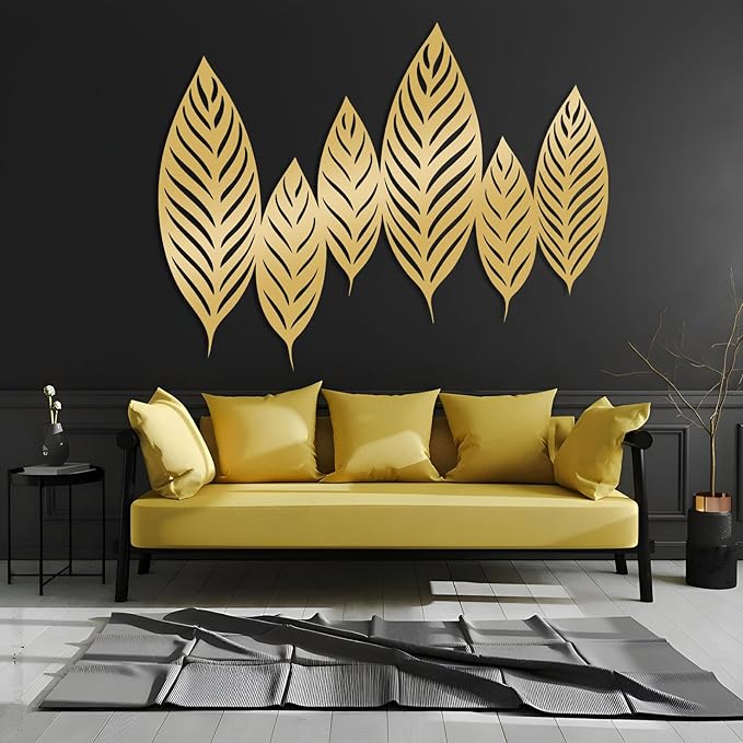 Chaser of Light Metal Leaf Wall Decor, Large Leaves Metal Wall Art, Minimalist Wall Art, Boho Wall Sculpture, Nature Decorations for Living Room, Bedroom (Silver, 35"x28"/90x70cm)