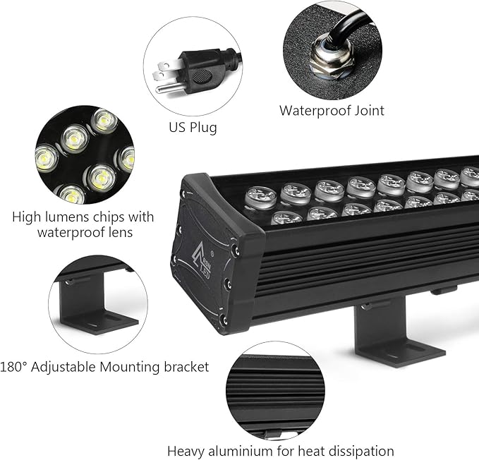 72W Linear Light, 39.5in Wall Washer Light, Linear bar Lamp for Wall, Bridge, Landscape Lighting and Billboard Lighting, Super Bright 7200 Lumens, 3000K Warm White